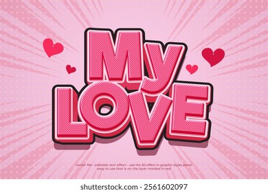 Editable text effects my love with 3d cartoon style