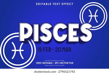 Editable Text Effects Pisces logo featuring bold zodiac symbol with dynamic typography and modern design