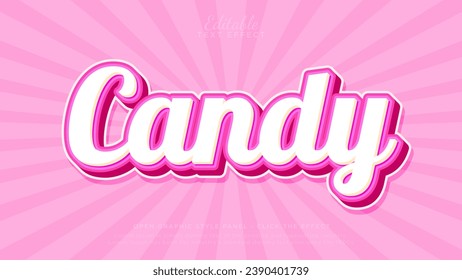 Editable text effects. Sweet candy 3d text template for food branding or advertising