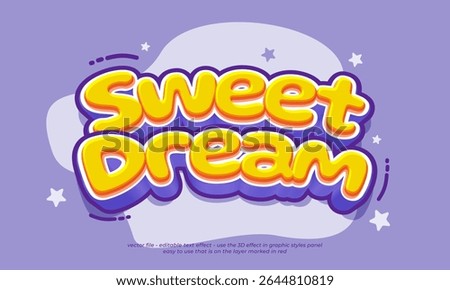 Editable text effects sweet dream with 3d cartoon style