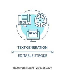 Concepto de icono de generación de texto editable, vector aislado, IA para la ilustración de línea delgada azul SEO.