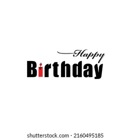Texto editable feliz cumpleaños con vela. Ilustración vectorial.
