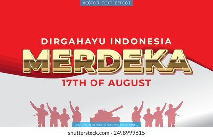 Editable text Merdeka suitable for indonesian independence day background
