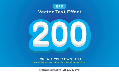 Número de texto editable Ilustración vectorial de efectos de texto 3D, número de texto Colorido Efectos de texto 3D Estilo Abstractas Logo