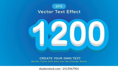 Editable Text Number 3D Text Effects Vector Illustration, Text Number Colorful 3D Text Effects Abstract Style Logo