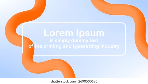 Editable Text and Orange Fluid Curve on Abstract Blue Sky background for Banner Template