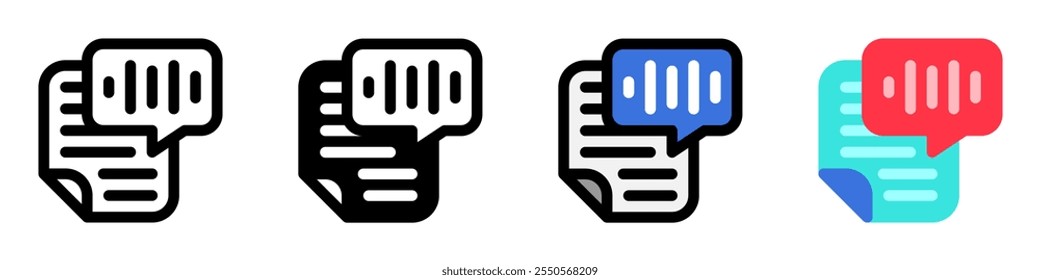 Editable text to speech, read text, audio vector icon. AI technology, artificial intelligence. Part of a big icon set family. Perfect for web and app interfaces, presentations, infographics, etc