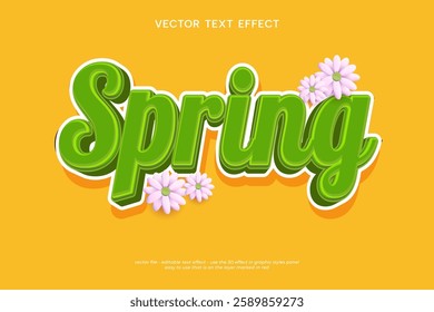 Editable text spring 3D text effect template graphic design