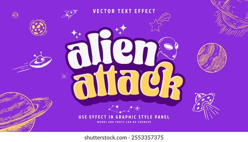 Efecto de estilo de texto editable - Tema de estilo de texto Alien Attack. para tu proyecto