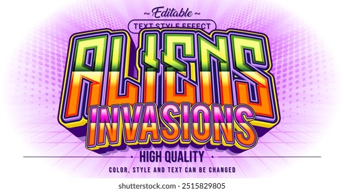 Editable text style effect - Aliens Invasions text style theme.