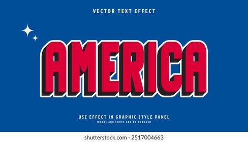 Editable text style effect - America text style theme. 