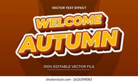 Editable text style effect autumn text with maple leaves illustration