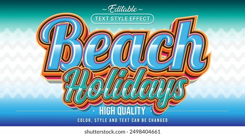 Editable text style effect - Beach Holidays text style theme.