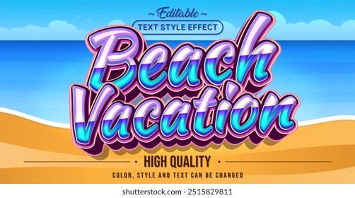 Efecto de estilo de texto editable - Tema de estilo de texto de vacaciones en la playa.