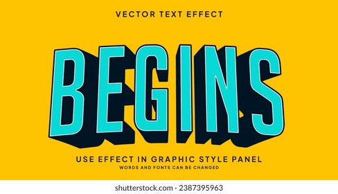 Editable text style effect - Begins text style theme. for your project