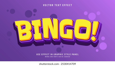 Editable text style effect - Bingo text style theme. for your project