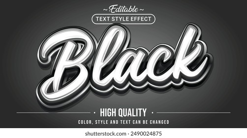 Editable text style effect - Black text style theme. Graphic Design Element.