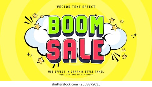 Editable text style effect - Boom Sale text style theme. for your project