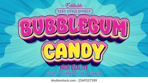 Editable text style effect - Bubblegum Candy text style theme.