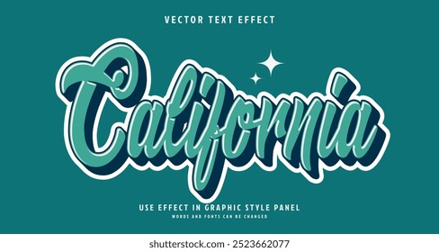 Efecto de estilo de texto editable - Tema de estilo de texto de California. para su proyecto