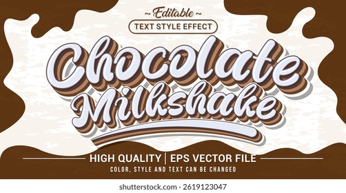 Efeito de estilo de texto editável - tema de estilo de texto Chocolate Milkshake. Modelo de ilustração de estilo de texto vetorial.