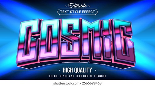 Editable text style effect - Cosmic text style theme.