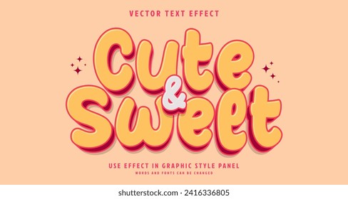 Editable text style effect - Cute and Sweet text style theme.