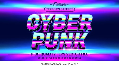 Editable text style effect - Cyberpunk text style theme. Vector text style illustration template.