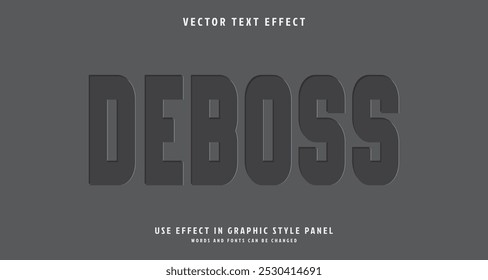 Editable text style effect - Deboss text style theme. for your project