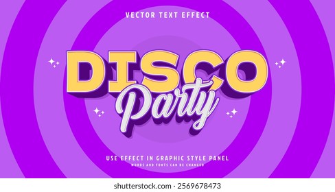 Editable text style effect - Disco Party text style theme. for your project