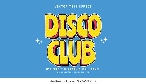 Editable text style effect - Disco Club text style theme. for your project