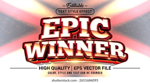Efeito de estilo de texto editável - tema de estilo de texto Vencedor épico. Modelo de ilustração de estilo de texto vetorial.