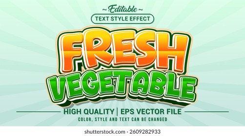 Editable text style effect - Fresh Vegetable text style theme. Vector text style illustration template.