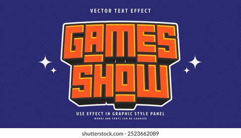 Editable text style effect - Games Show text style theme. for your project