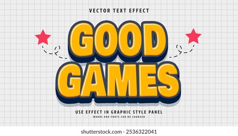 Editable text style effect - Good Games text style theme. for your project