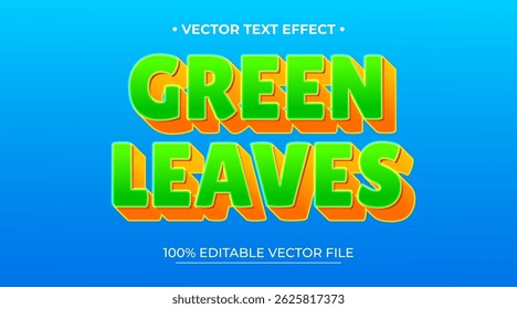 Editable text style effect Green Leaves text style theme