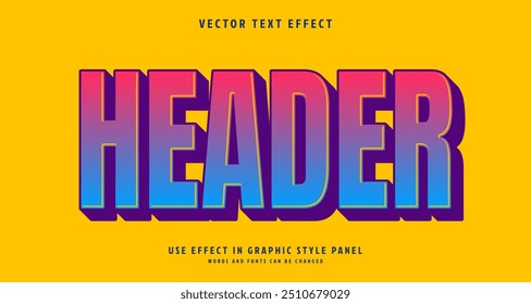 Editable text style effect - Header text style theme.. for your project