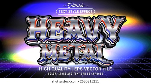 Efeito de estilo de texto editável - tema de estilo de texto Heavy Metal. Modelo de ilustração de estilo de texto vetorial.
