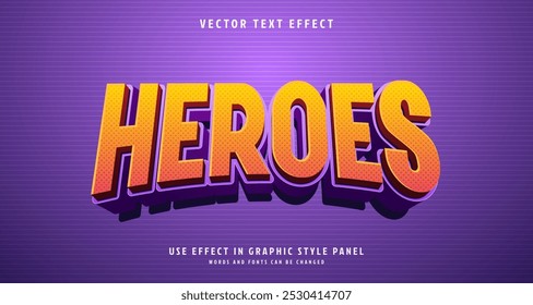 Efeito de estilo de texto editável - Heroes tema de estilo de texto. para o seu projeto