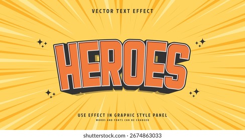 Editable text style effect - Heroes text style theme. for your project