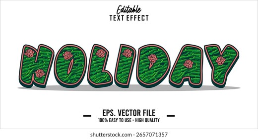 Efecto de estilo de texto editable, texto de vacaciones en estilo de Vector fresco