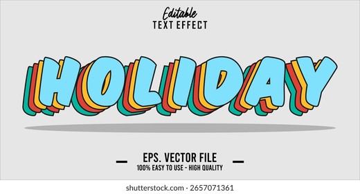 Efecto de estilo de texto editable, texto de vacaciones en estilo de Vector fresco