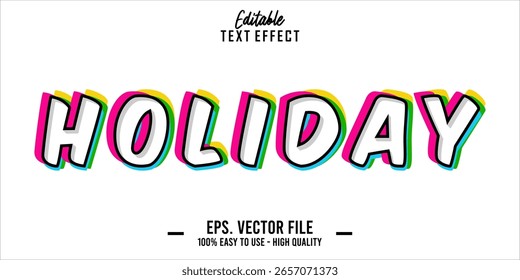 Efecto de estilo de texto editable, texto de vacaciones en estilo de Vector fresco