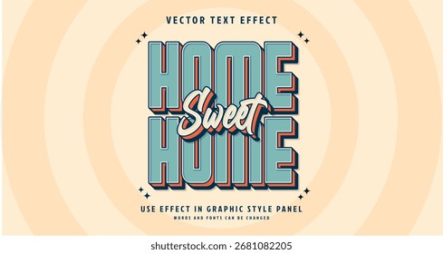 Efeito de estilo de texto editável - Home Sweet Home tema de estilo de texto. para o seu projeto