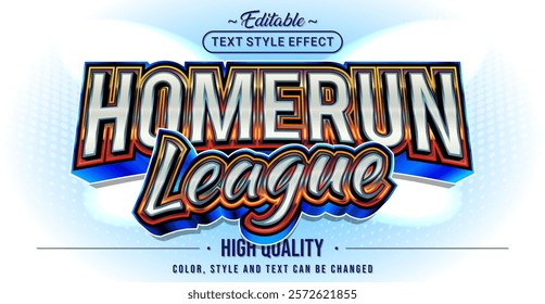 Editable text style effect - Homerun League text style theme.