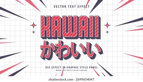 Editable text style effect - Kawaii text style theme. for your project