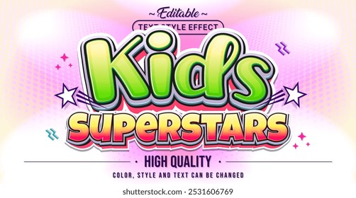 Editable text style effect - Kids Superstars text style theme.