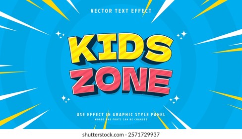 Editable text style effect - Kids Zone text style theme. for your project