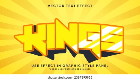 Editable text style effect - Kings text style theme.