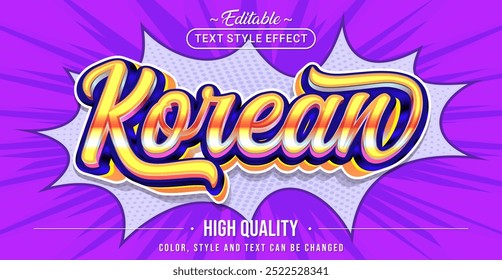 Editable text style effect - Korean text style theme.